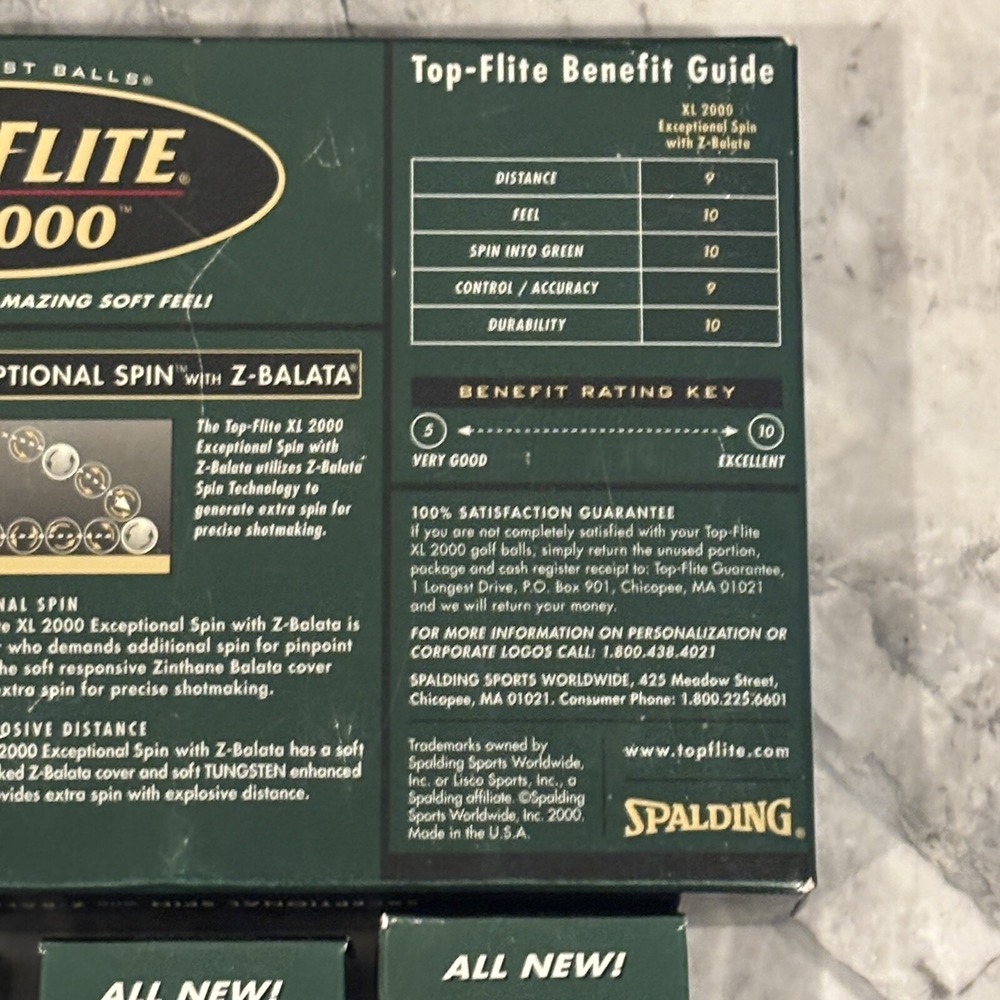 LOT OF 3 Top Flight XL 2000 Golf Balls‎ Extra Long Spalding Pack 9 NEW IN BOX - Picture 3 of 12